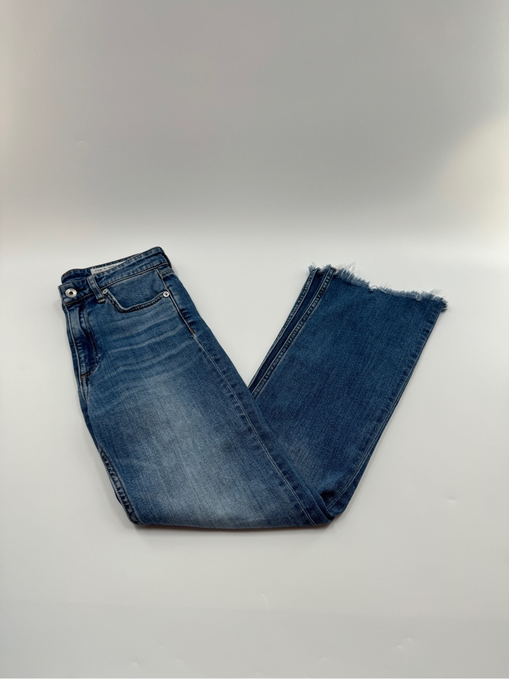 Rag & Bone Nina High Rise Ankle Flare Jeans Women's Size 25 Raw Hem